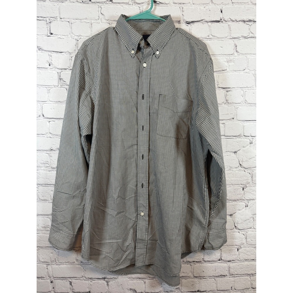 Dunning Button Down‎ Shirt Gingham Checkered Long Sleeve Collared L